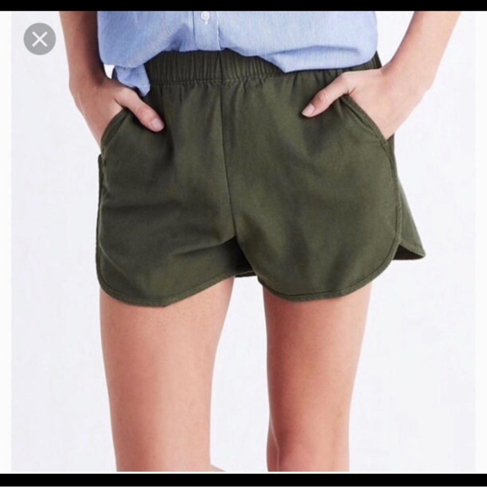 Madewell XXS Green Cotton Viscose Pull On Shorts.